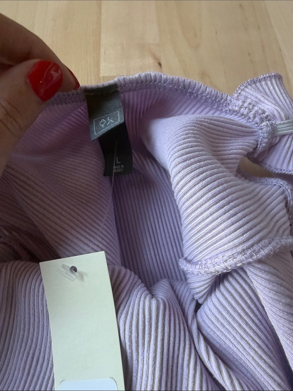 Francesca's Collections Light Lavender Ribbed Ruffle-Strap Bodysuit - Picture 3 of 4